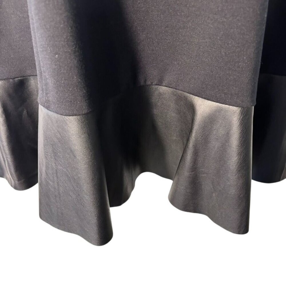 Michael Michael Kors Sleeveless Black Dress With Faux Leather Hem & Back Zipper - Picture 3 of 12